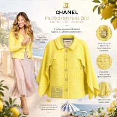 CHANEL French Riviera Iconic Lemon Tweed Cape Jacket 40 FR