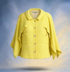 CHANEL French Riviera Iconic Lemon Tweed Cape Jacket 40 FR