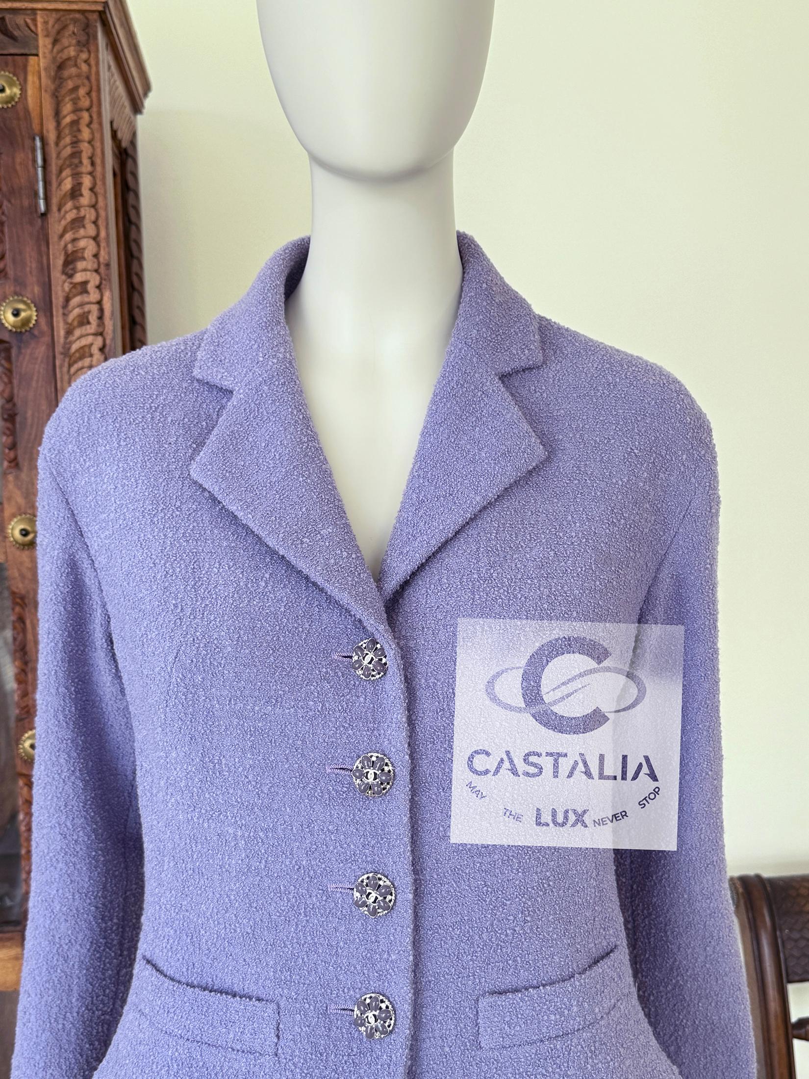 Women's or Men's Chanel French Riviera Lavender Tweed Jacket 42 FR