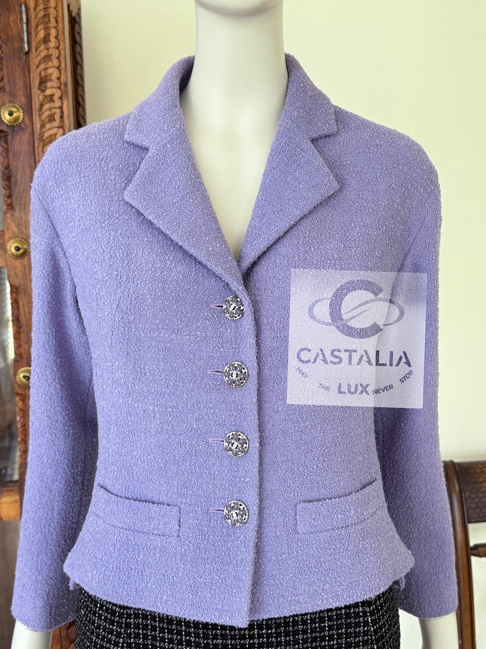 Chanel French Riviera Lavender Tweed Jacket 42 FR 2