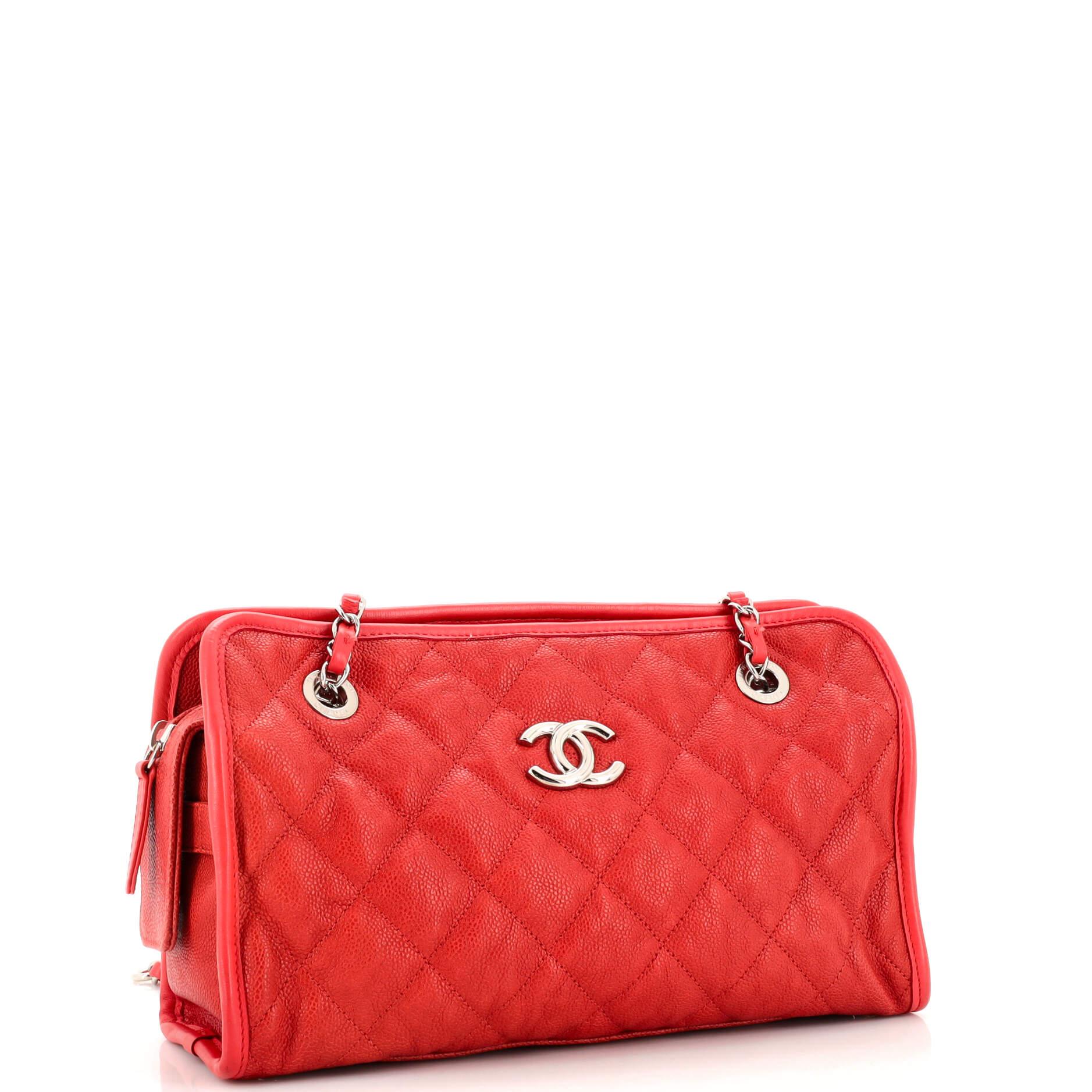 Chanel French Riviera Tote Quilted Caviar Small In Good Condition For Sale In NY, NY