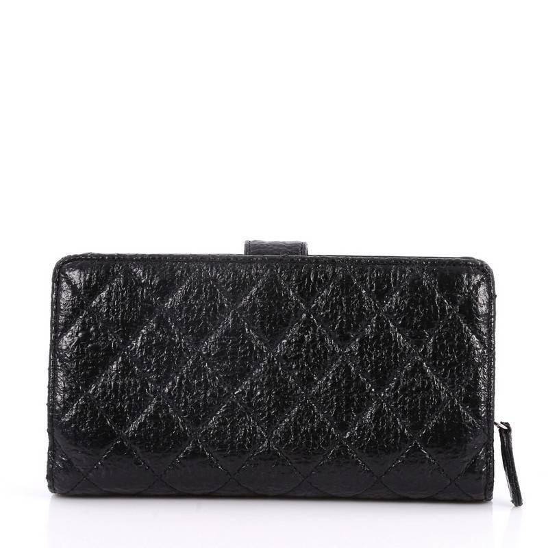 Chanel French Wallet Quilted Glazed Crackled Leather Long In Good Condition In NY, NY