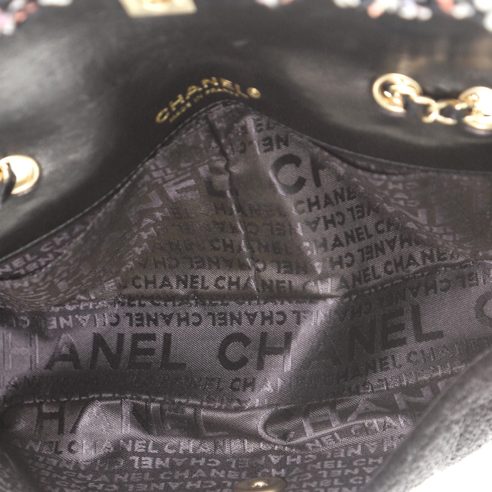 Chanel Fringe Chain Flap Bag Tweed East West 1
