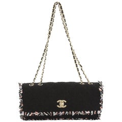 Chanel Fringe Chain Flap Bag Tweed East West