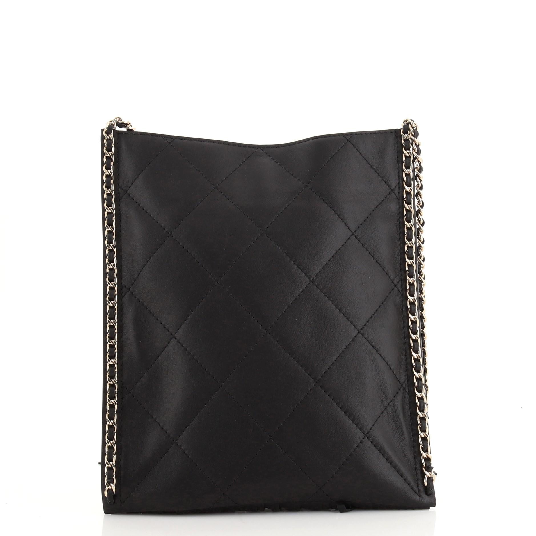 Women's or Men's Chanel Fringe Flat Shopping Bag Quilted Calfskin Small