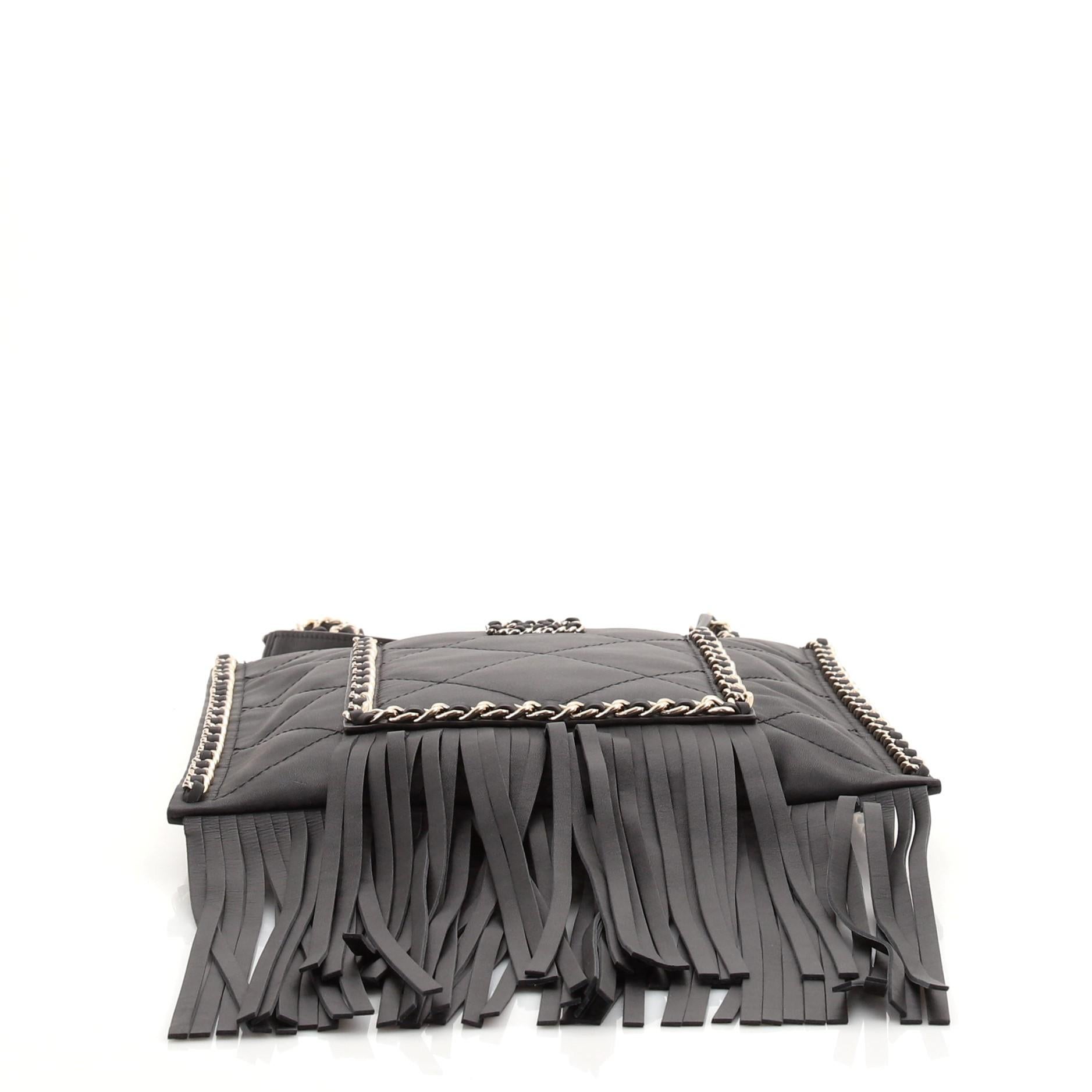 Chanel Fringe Flat Shopping Bag Quilted Calfskin Small 1