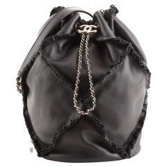 Chanel Fringed CC Drawstring Bucket Bag Quilted Lambskin Small