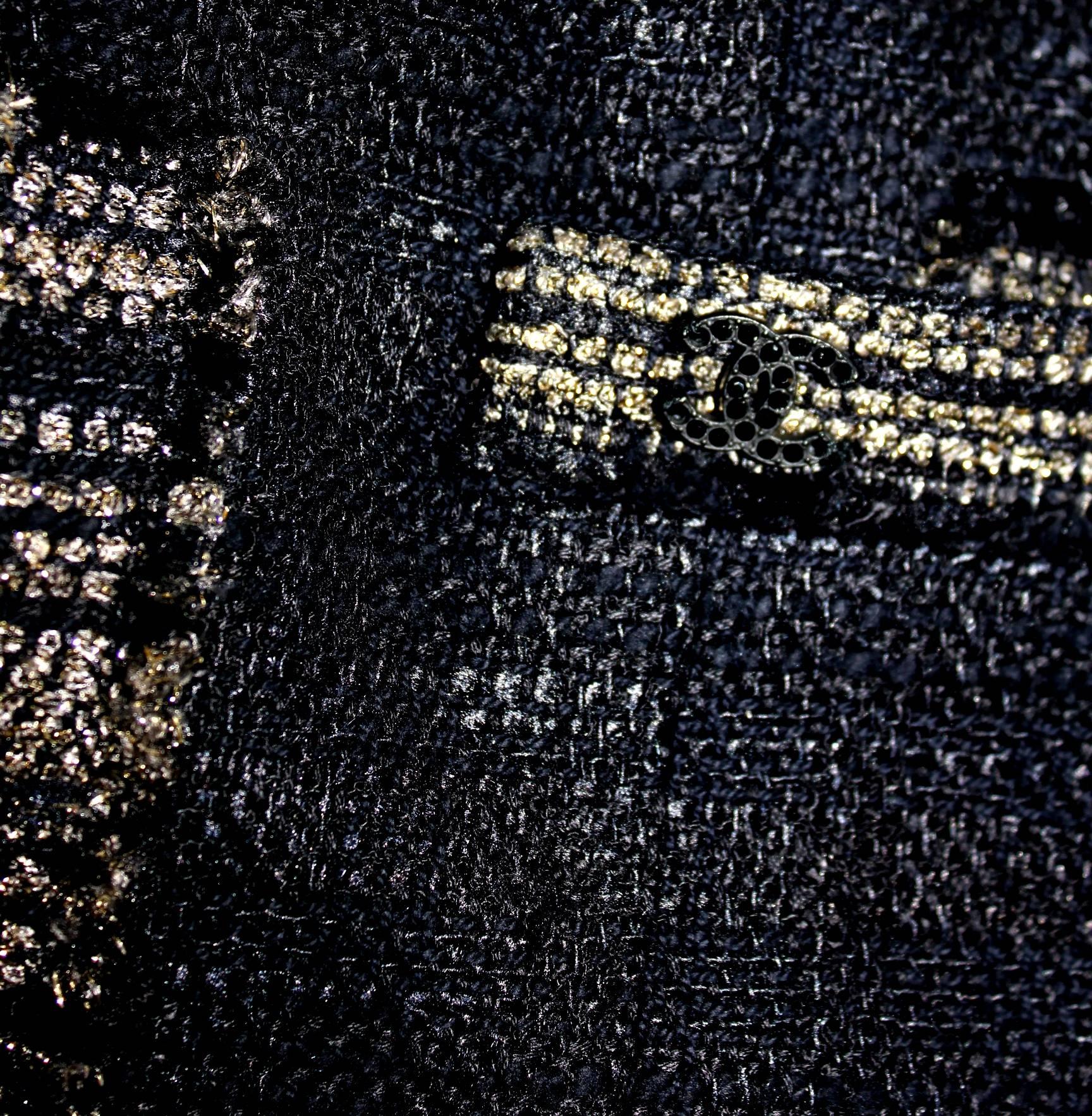 Chanel Fringed Lesage Metallic Fantasy Tweed Jacket Skirt Suit  2