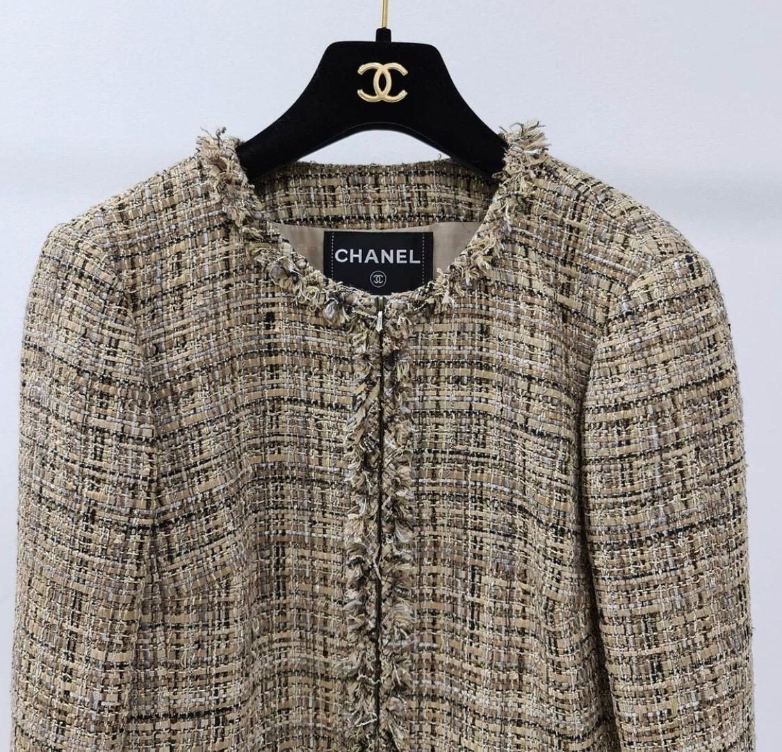 Gray Chanel Fringed  Lesage Tweed Jacket