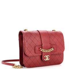 Chanel Front Chain Flap Bag Quilted Sheepskin Large