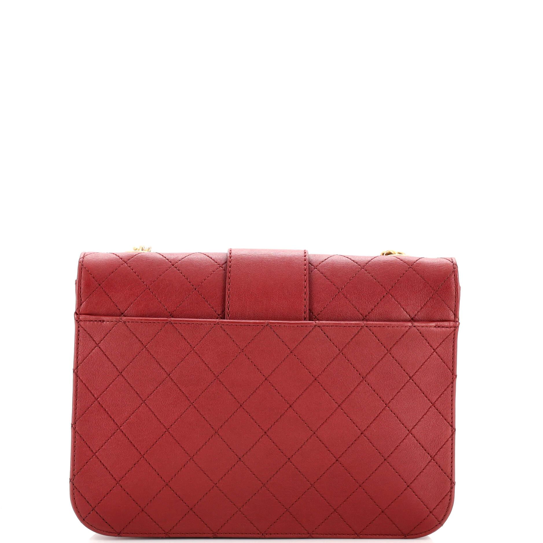 Chanel Front Chain Flap Bag Quilted Sheepskin Large In Good Condition For Sale In NY, NY