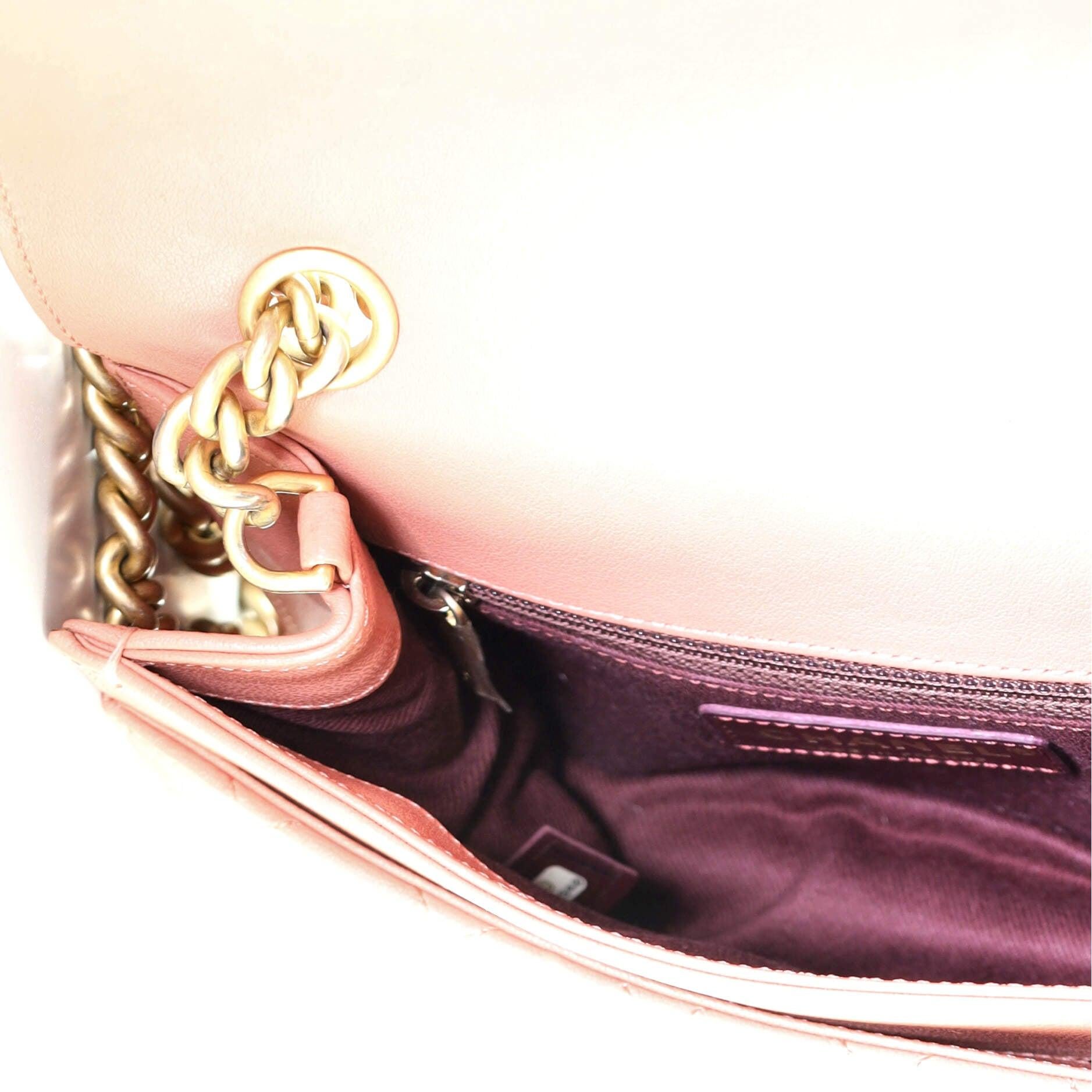 Chanel Front Chain Flap Bag Quilted Sheepskin Medium In Good Condition In NY, NY