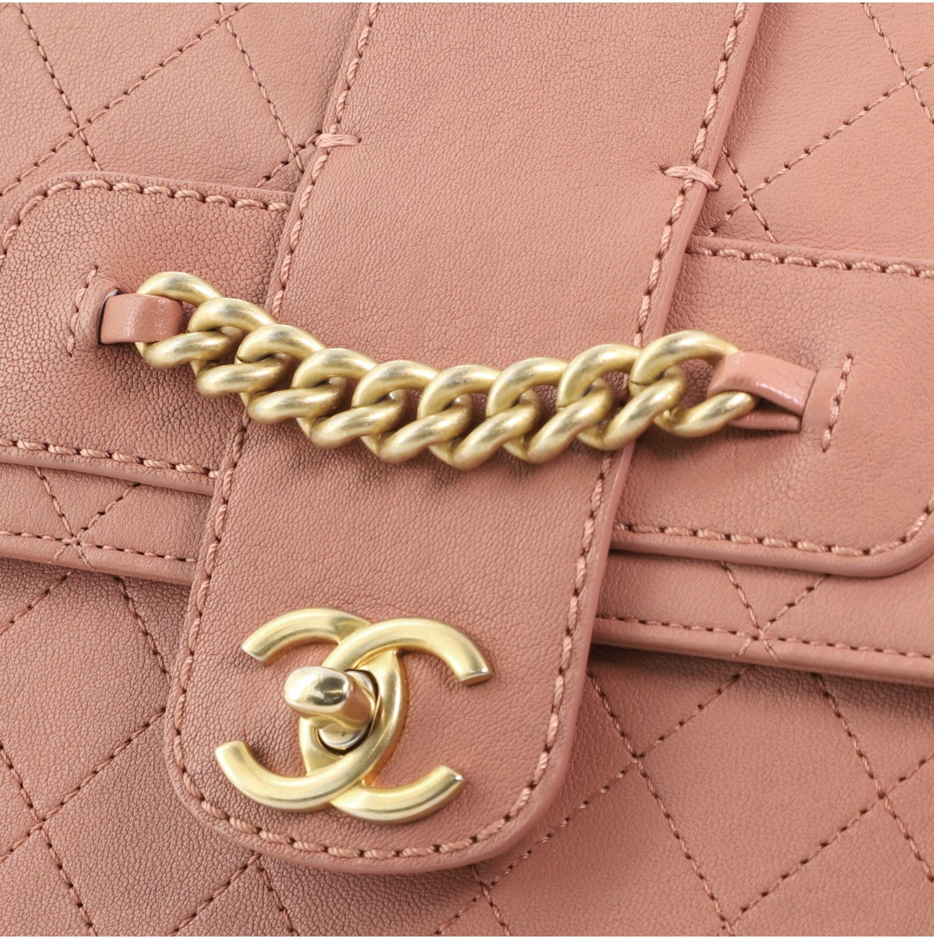 Chanel Front Chain Flap Bag Quilted Sheepskin Medium 2