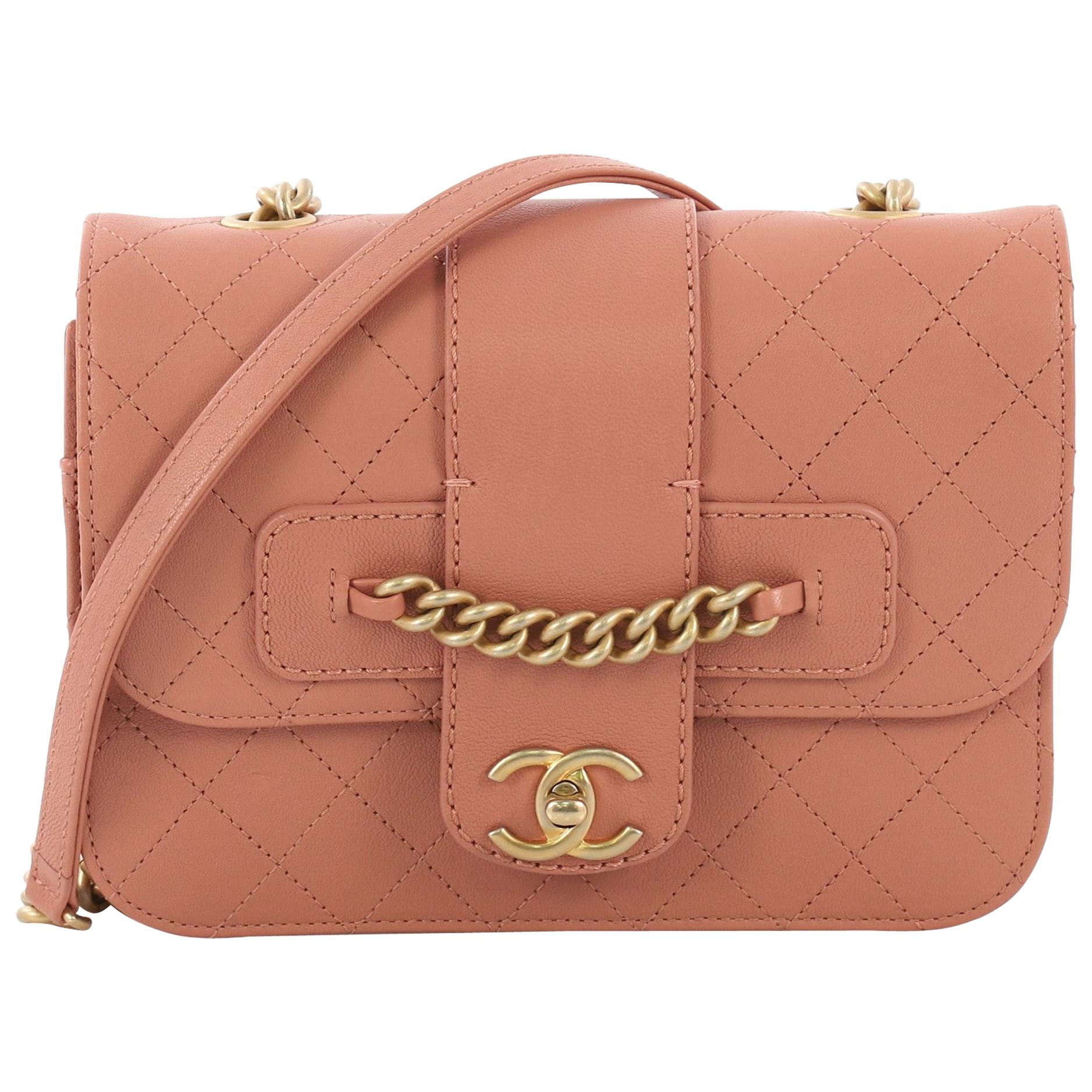 Chanel Front Chain Flap Bag Quilted Sheepskin Medium