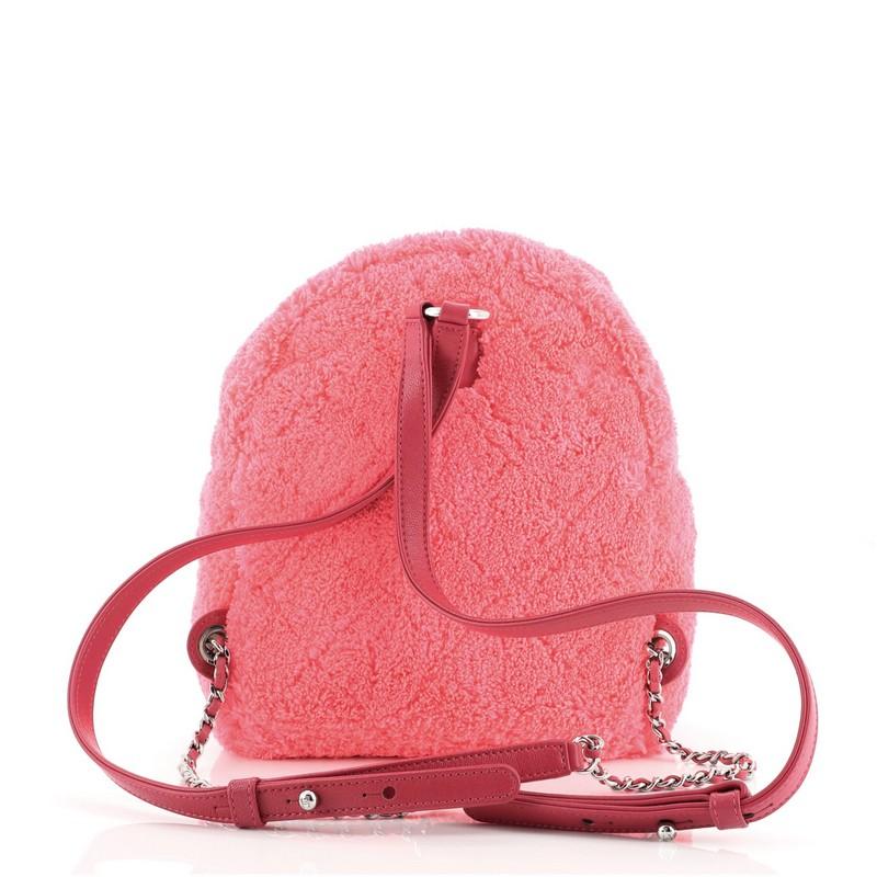 Pink Chanel Front Pocket Backpack Quilted Shearling Small