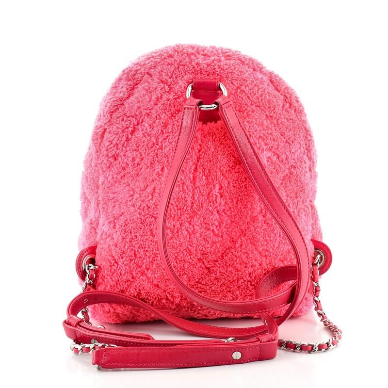 Pink Chanel Front Pocket Backpack Quilted Textile Small