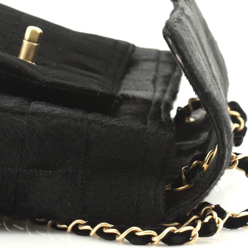 Women's or Men's Chanel Front Pocket Chocolate Bar Flap Bag Quilted Pony Hair With Velvet Medium 