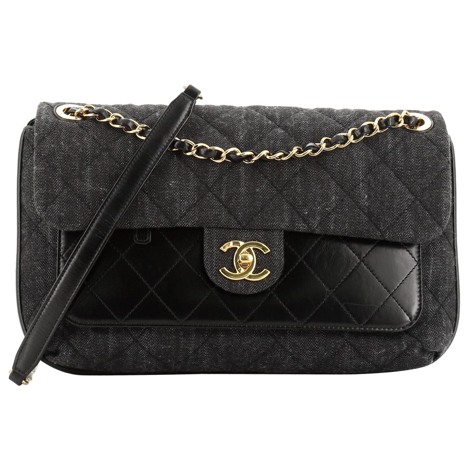 Chanel Chain Waist Bag Quilted Distressed Denim at 1stDibs