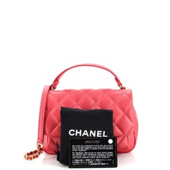 Chanel Front Pocket Top Handle Flap Bag Quilted Calfskin Mini