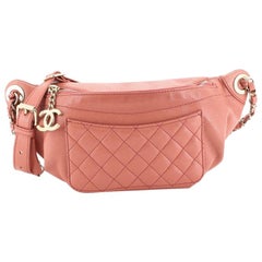 Chanel Front Pocket Waist Bag Quilted Crumpled Calfskin