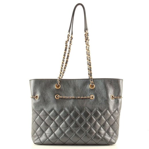 Chanel Front Zip CC Drawstring Chain Tote Quilted Calfskin Medium at 1stDibs