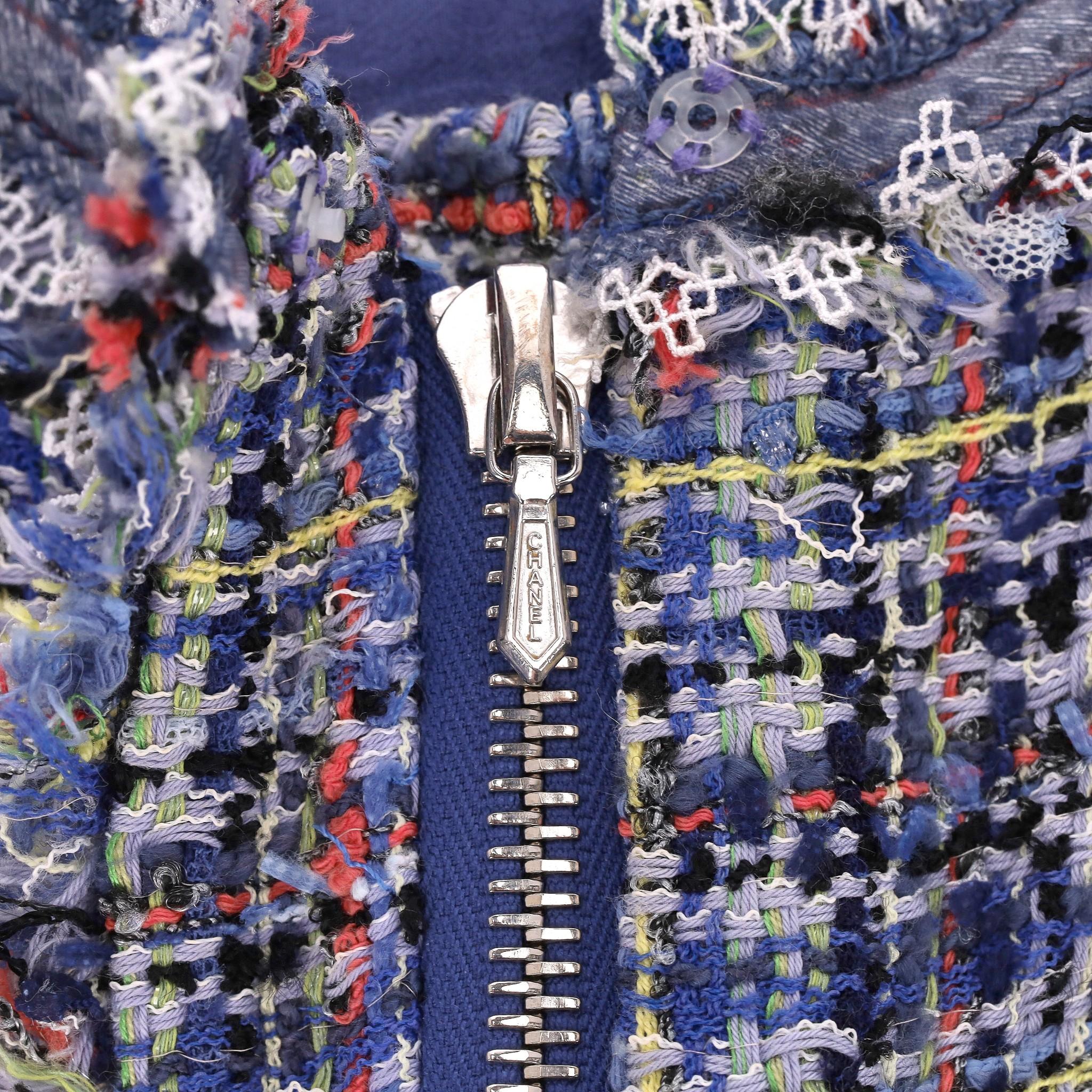 Chanel Front Zip Multicoloured Tweed Dress For Sale 1