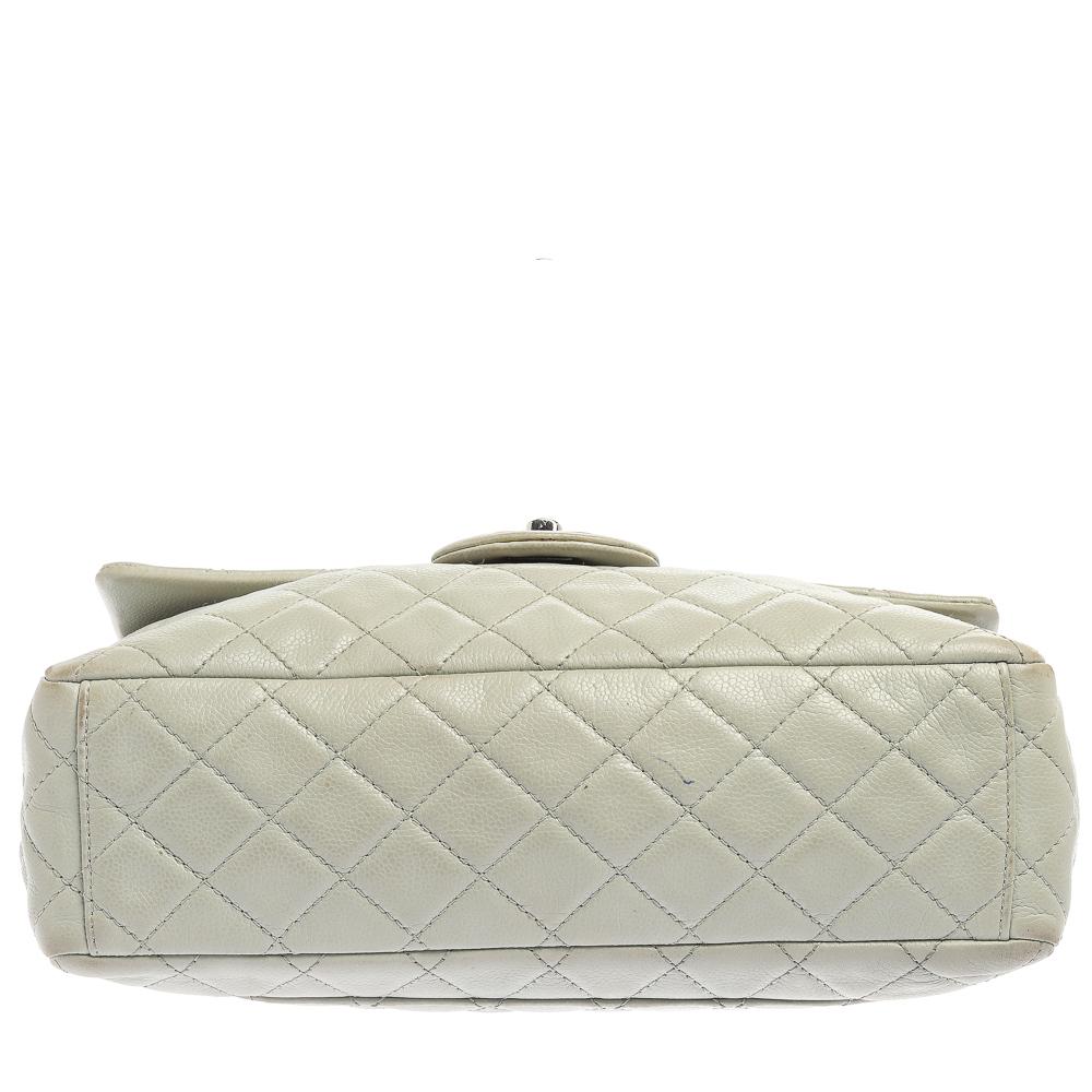 Women's Chanel Frosty Mint Quilted Leather Maxi Classic Double Flap Bag