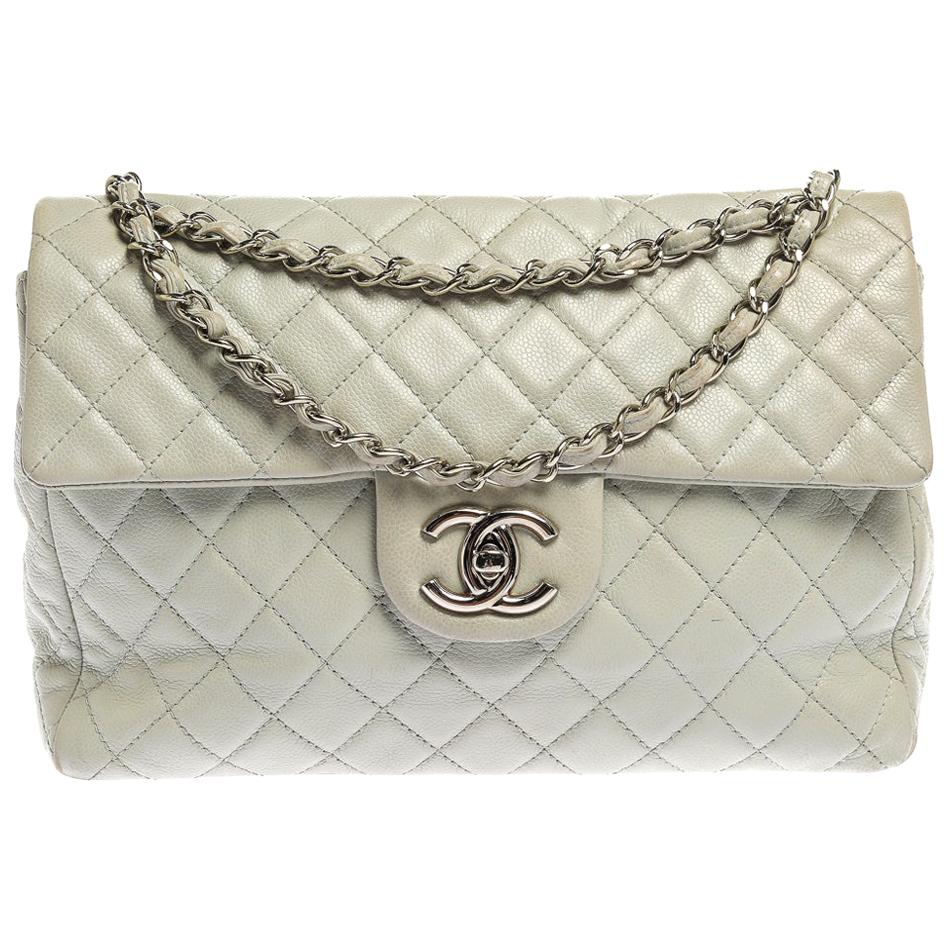 Chanel Frosty Mint Quilted Leather Maxi Classic Double Flap Bag