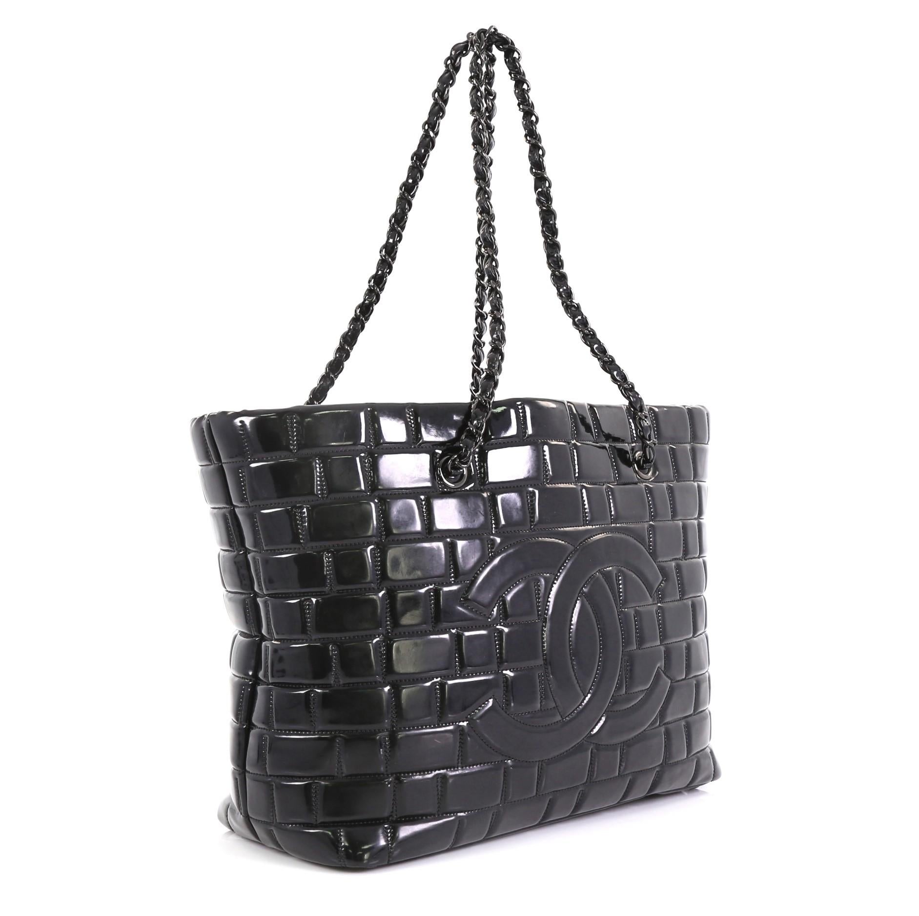 Black Chanel Frozen Tote Quilted Vinyl Large