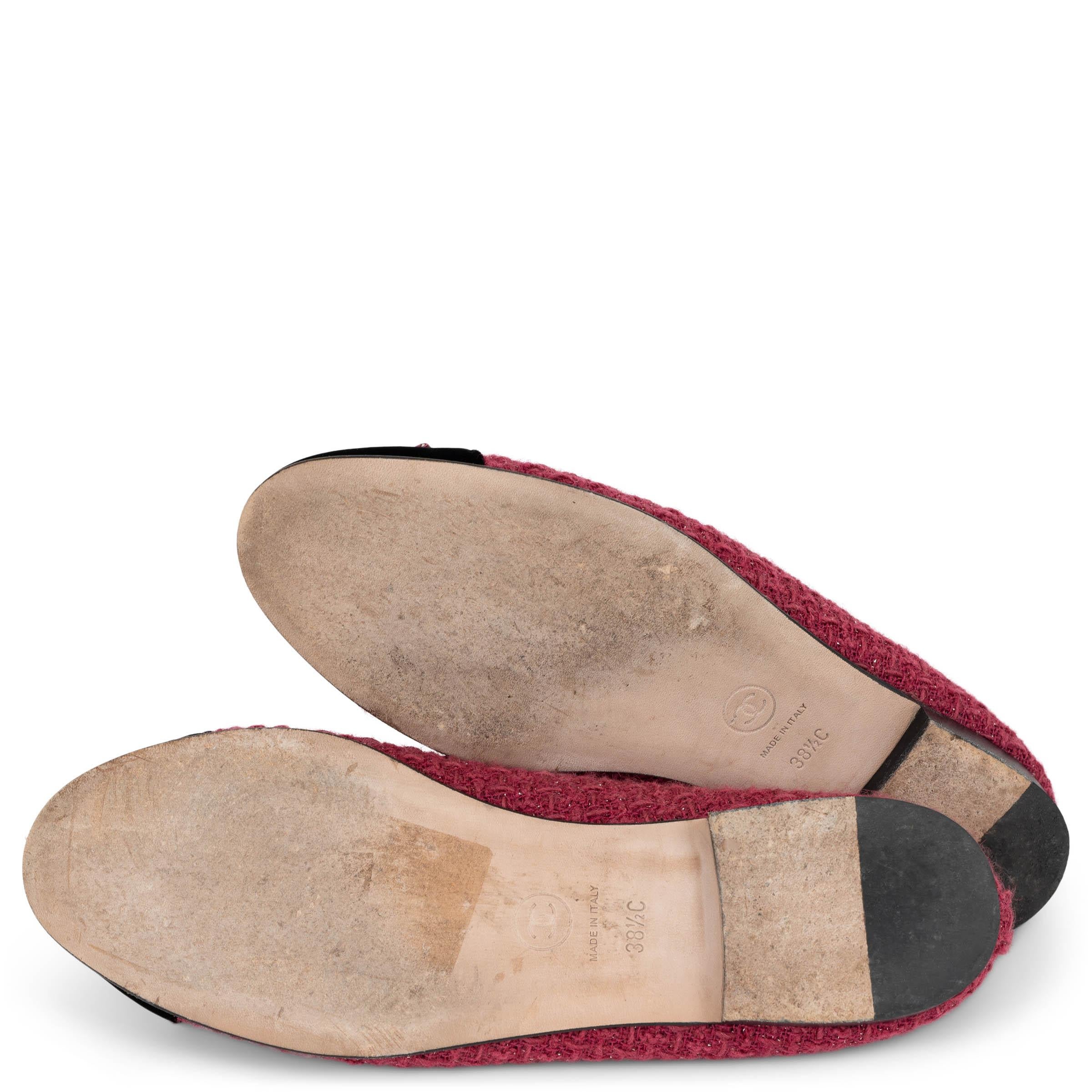 CHANEL fuchsia & black rubber 16K LUREX TWEED Ballet Flats Shoes 38.5 For Sale 4
