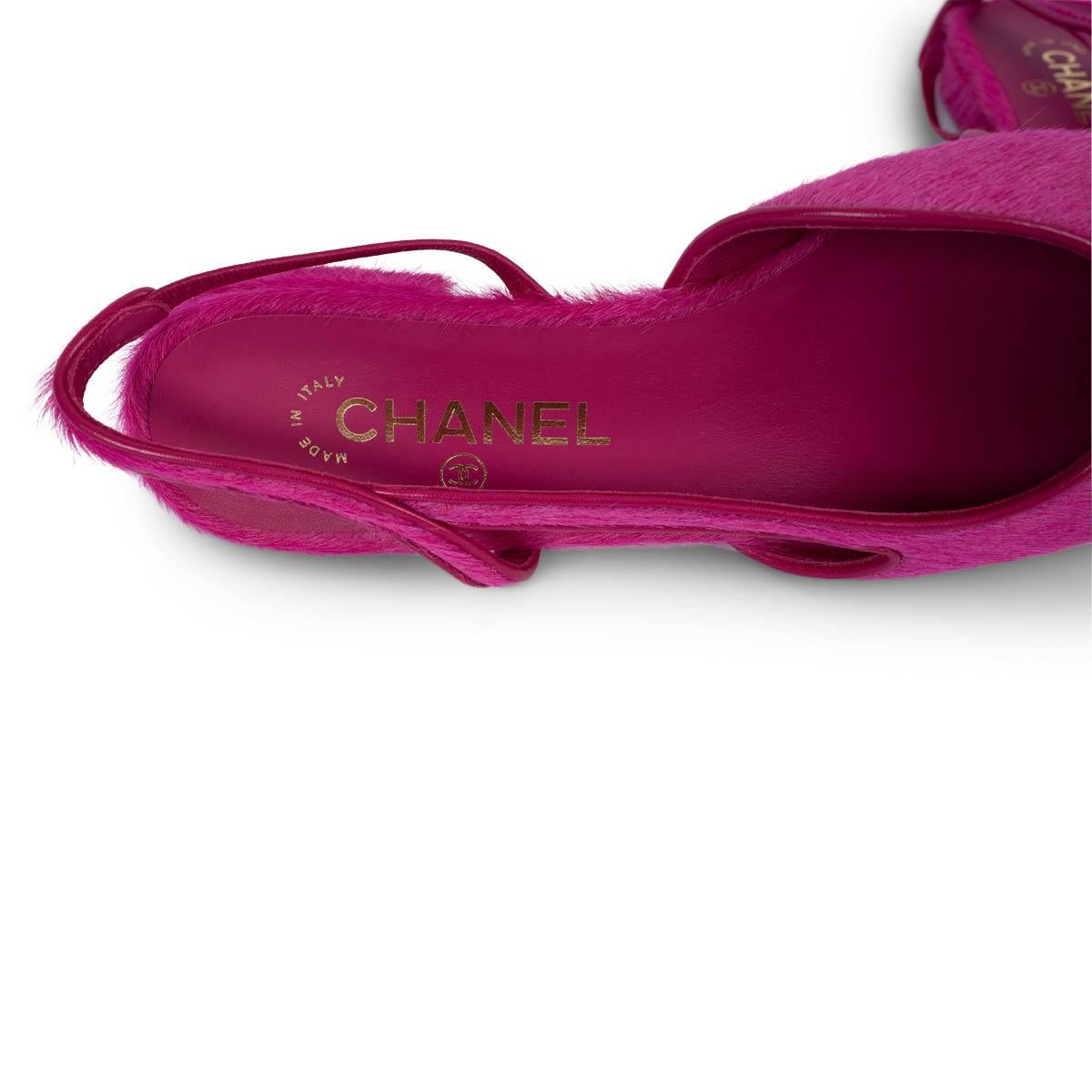 Chaussures plates CHANEL fuchsia CALF HAIR SLINGBACK 38,5 en vente 3