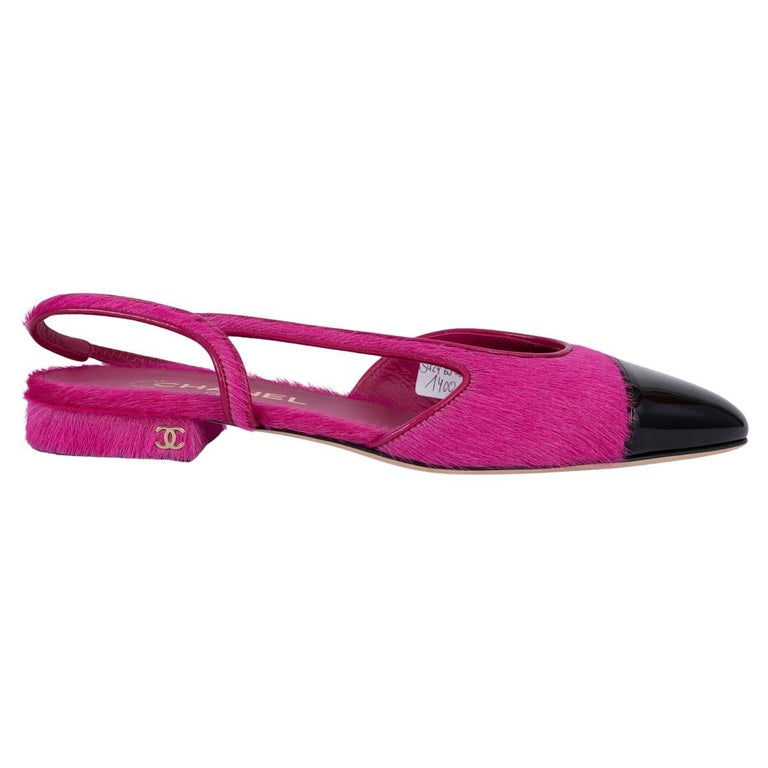 CHANEL fuchsia CALF HAIR SLINGBACK Flats Shoes For Sale at