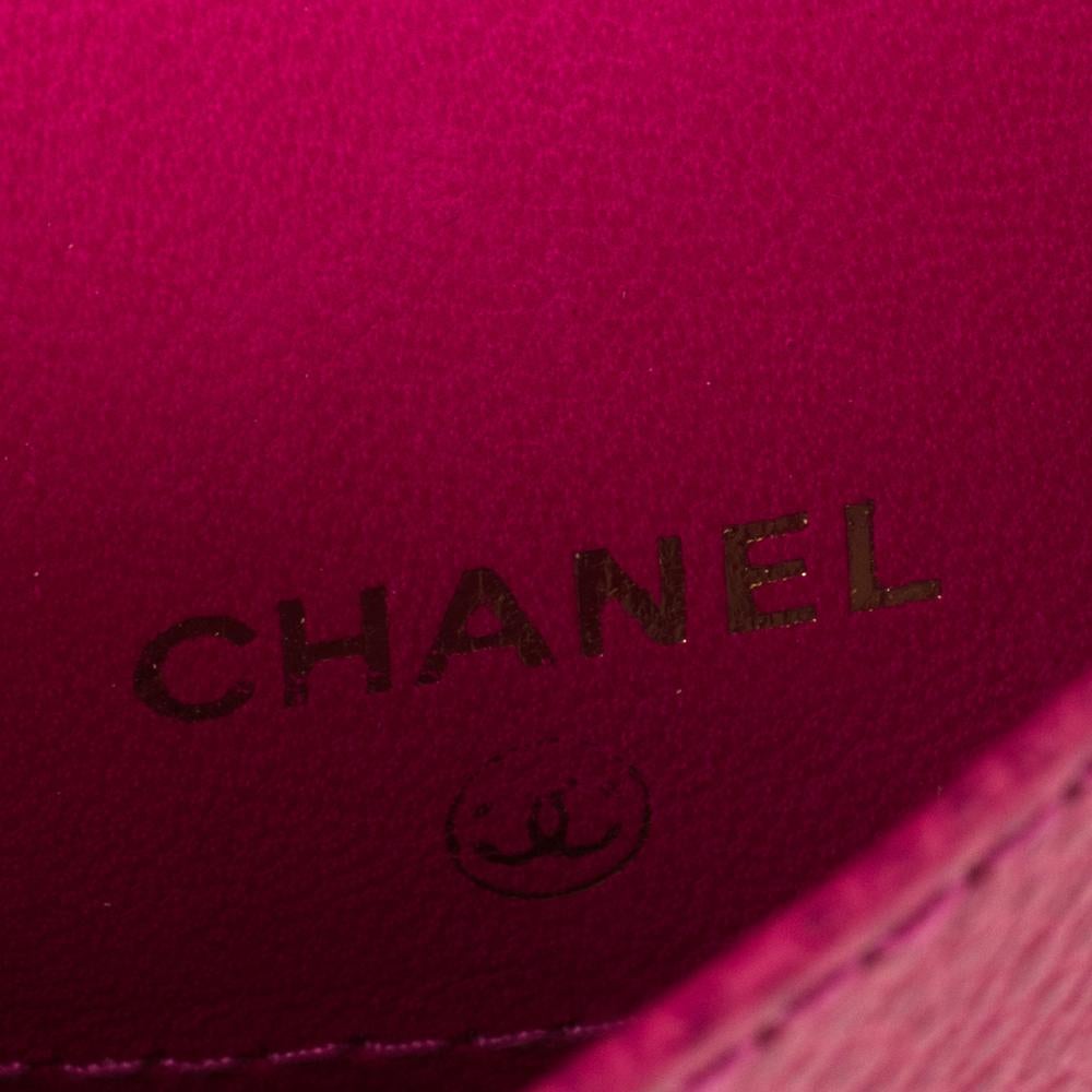 Chanel Fuchsia Caviar Leather CC Crossbody Phone Case 1