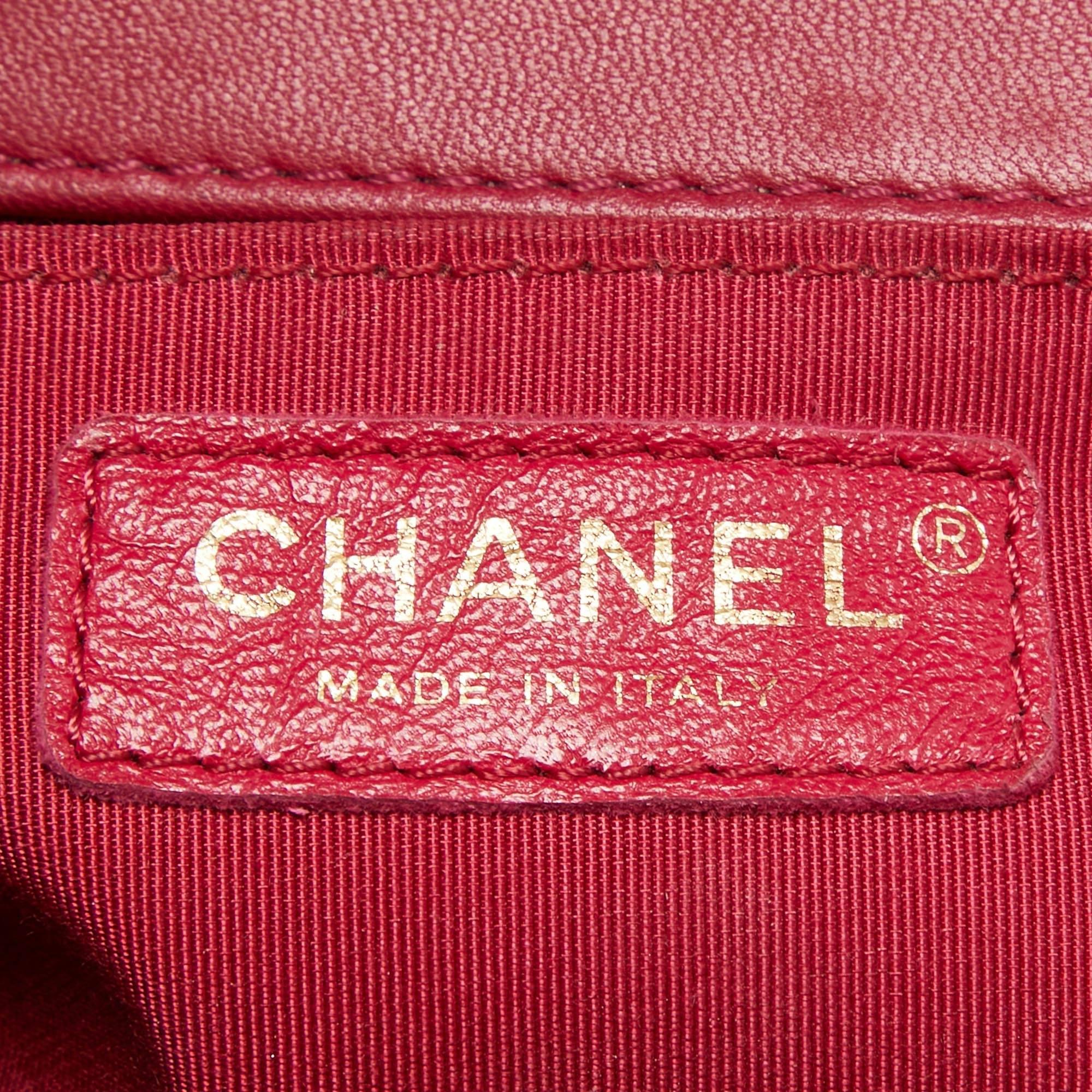 Chanel Fuchsia Chevron Leder Medium Boy Klappentasche im Angebot 6