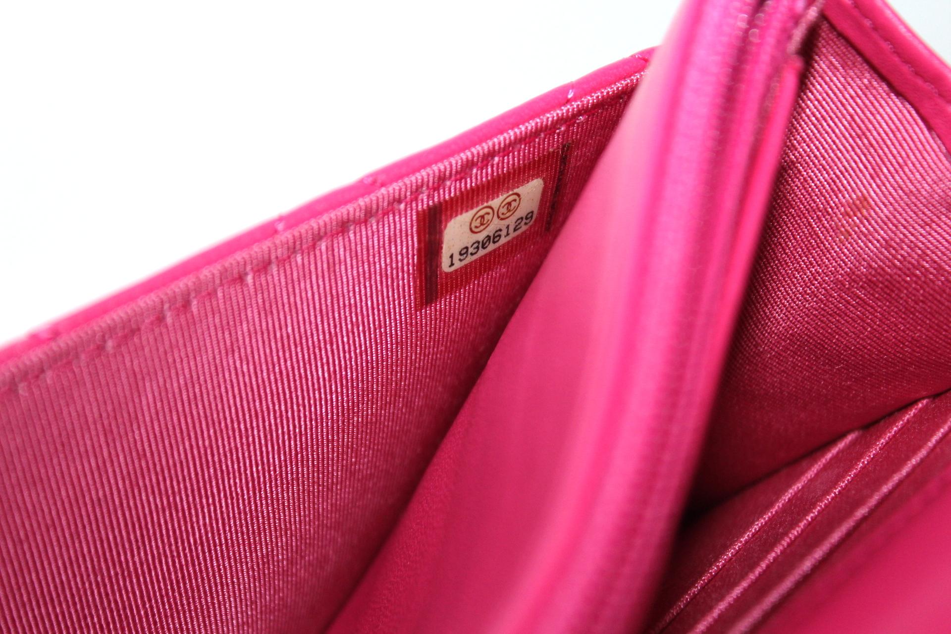 Red  Chanel Fuchsia Leather Woc Bag
