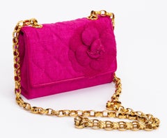 Chanel Fuchsia Linen Camellia Cross Body