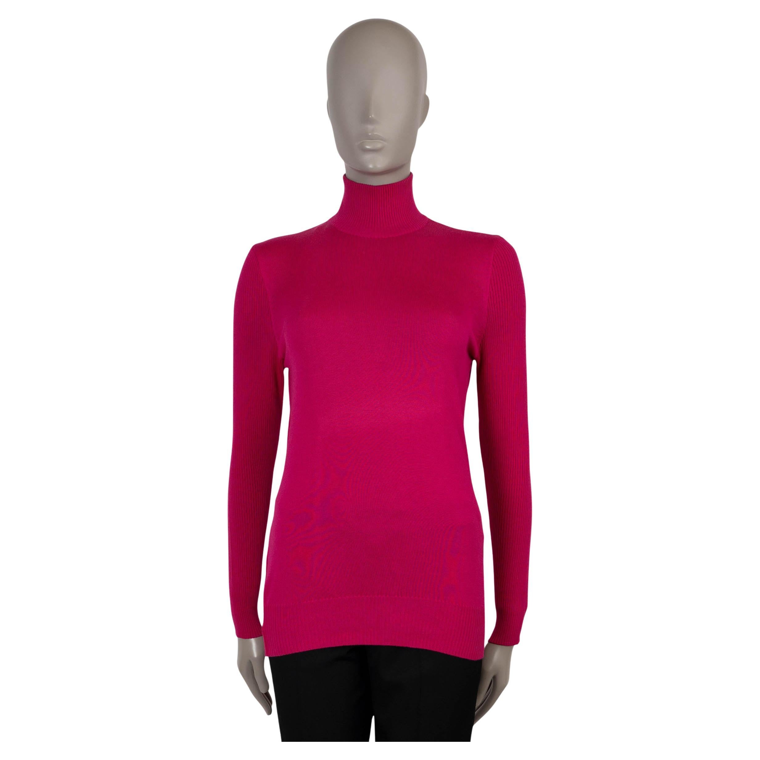 CHANEL fuchsia pink cashmere 91A TURTLENECK Sweater 40 M