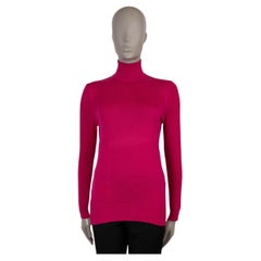 CHANEL fuchsia pink cashmere 91A TURTLENECK Sweater 40 M