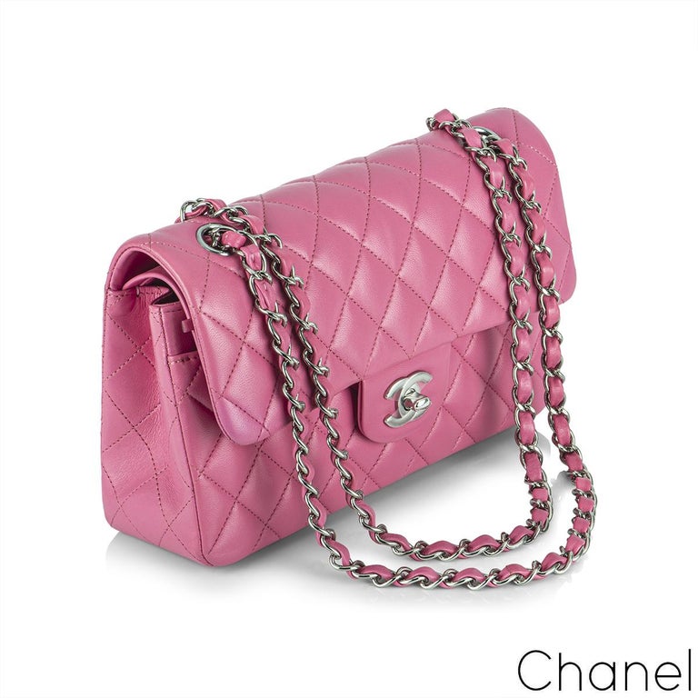 Chanel Fuchsia Pink Lambskin Classic Small Flap Bag at 1stDibs