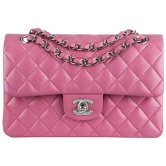 Chanel Fuchsia Pink Lambskin Classic Small Flap Bag at 1stDibs