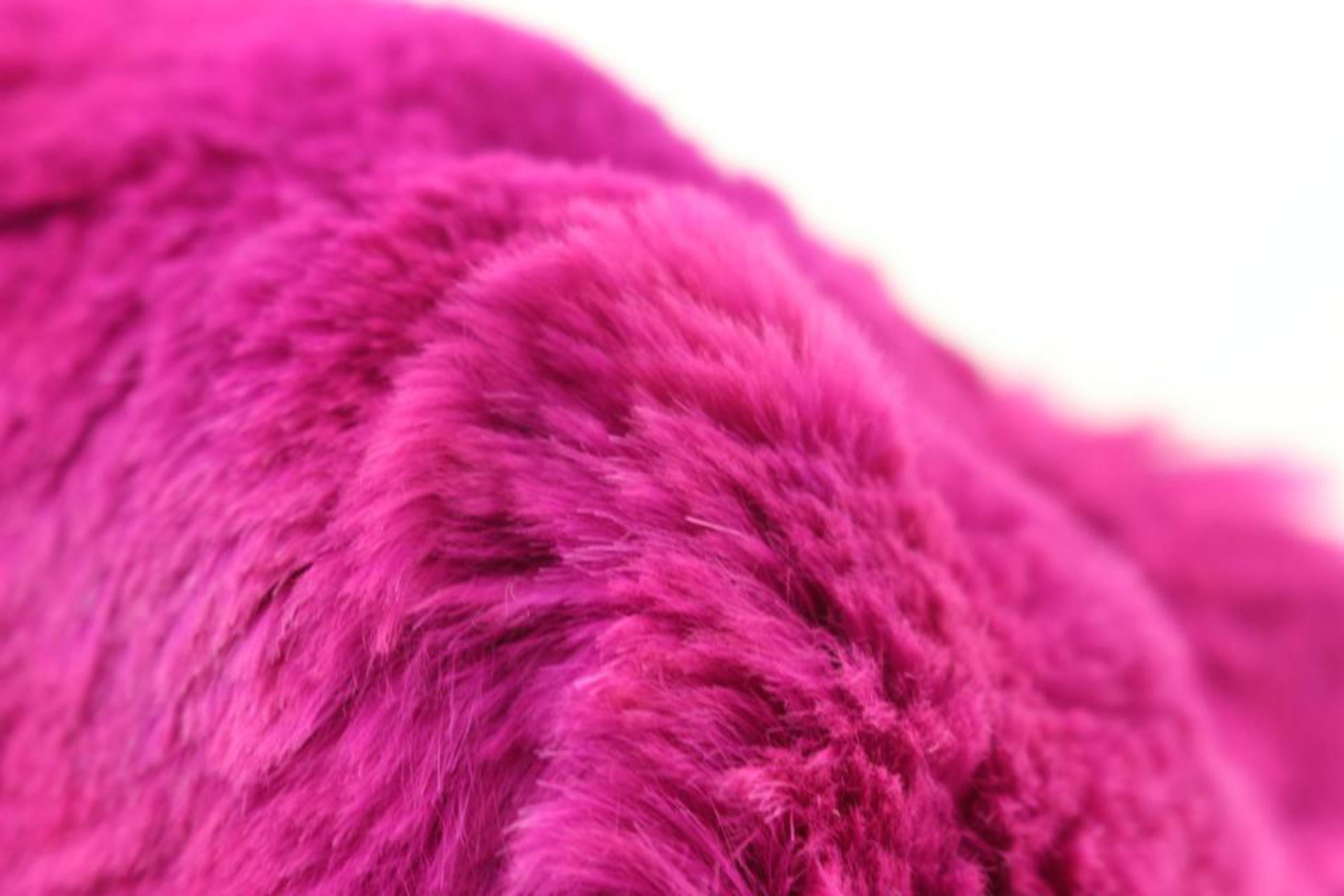 Chanel Fuchsia Pink Rabbit Fur Chain Shoulder Bag 57c128s 3