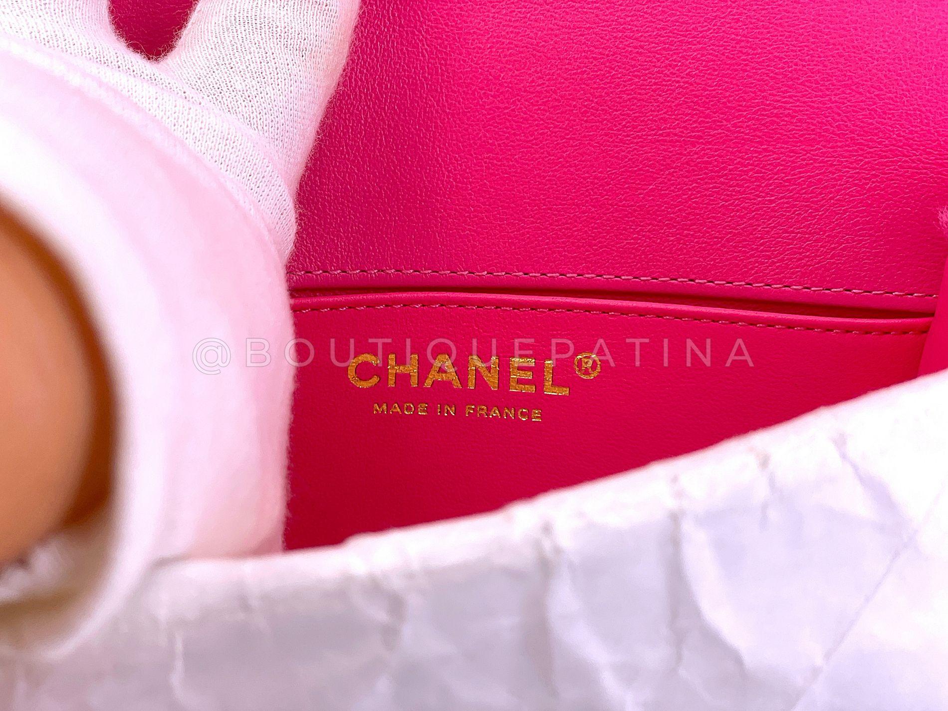 Chanel Fuchsia Pink Shearling Round Boy Flap Bag GHW 67885 For Sale 9