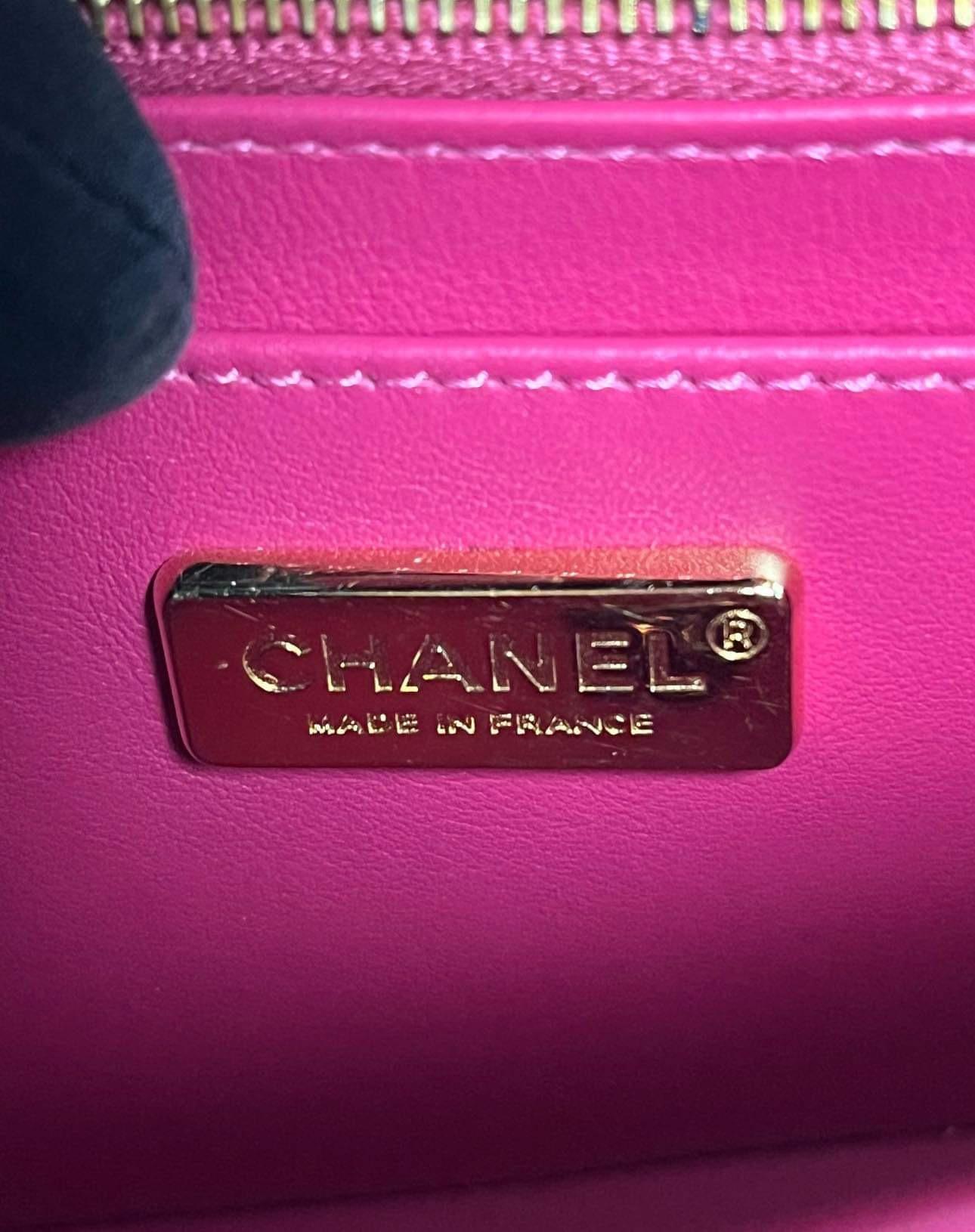 Chanel Fuchsia Pink Shiny Alligator rectangular mini flap Bag GHW For Sale 8