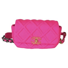 Chanel Fuchsia Quilted Jersey Chanel 19 Waist Bag