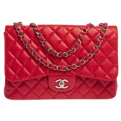 Chanel Fuchsia Quilted Leather Jumbo Classic Single Flap Bag