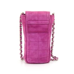 Chanel Fuchsia Quilted Suede Mini Chain Crossbody Bag