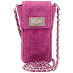 Chanel Fuchsia Quilted Suede Mini Chain Crossbody Bag