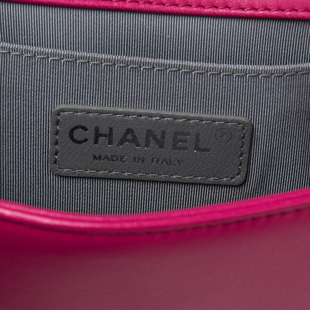 Chanel Fuchsia Quilted Velvet Small Boy Flap Bag 5
