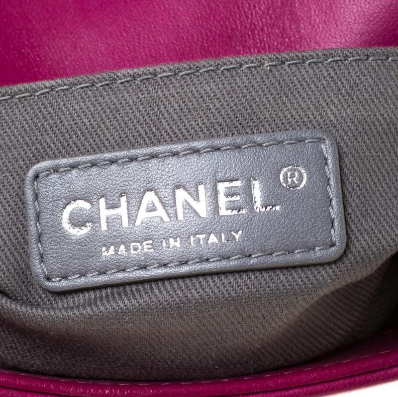 Chanel Fuchsia Quilted Velvet Small Boy Flap Bag 2