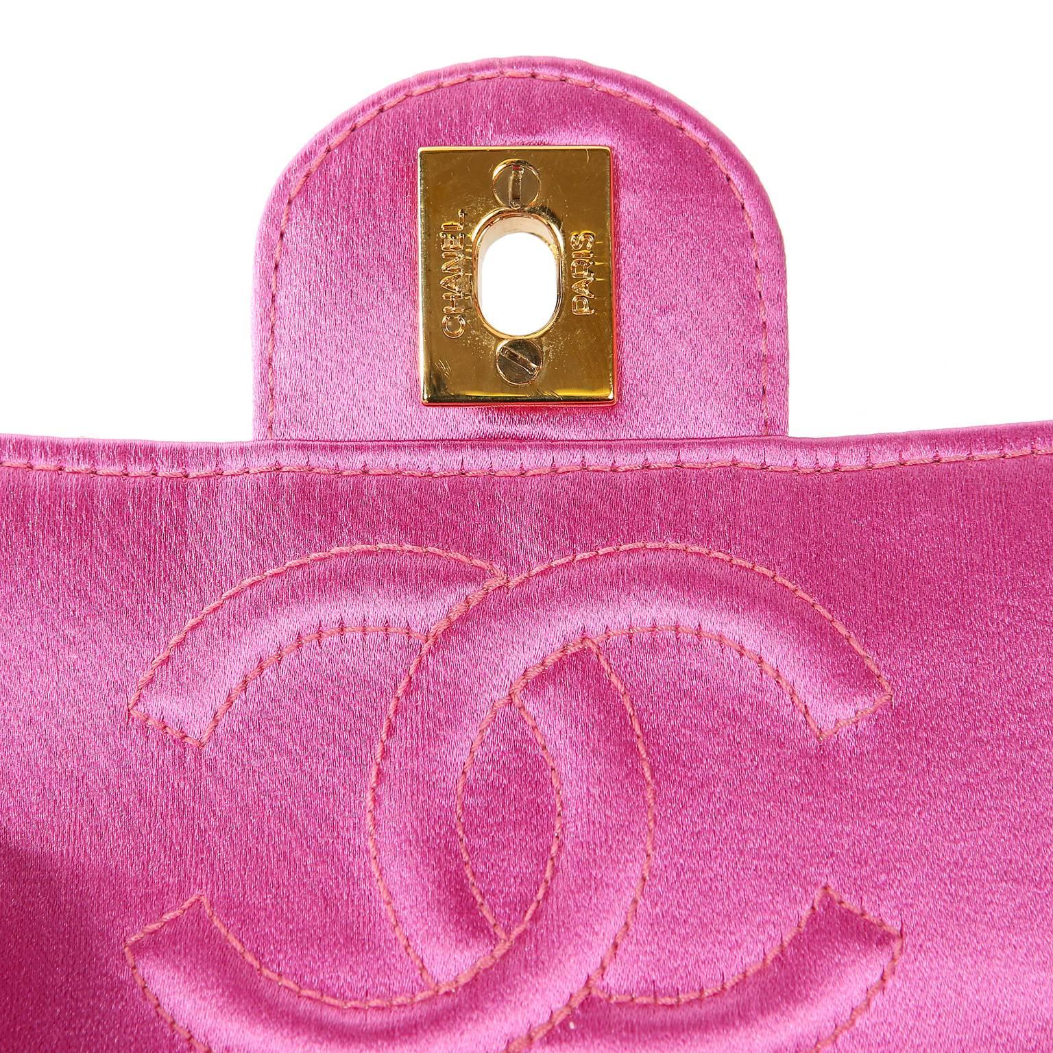 Chanel Fuchsia Satin Mini Classic Flap Bag 2